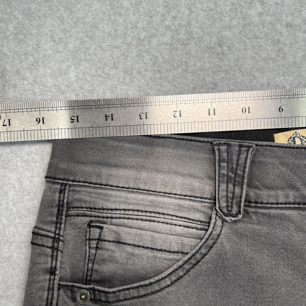Democracy Ab Solution Skinny Jeans 10 Gray Floral Embroidered Mid Rise Stretch - Picture 6 of 16